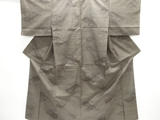 JAPANESE KIMONO / DORO OSHIMA TSUMUGI (7 maruki) / WOVEN WHEEL